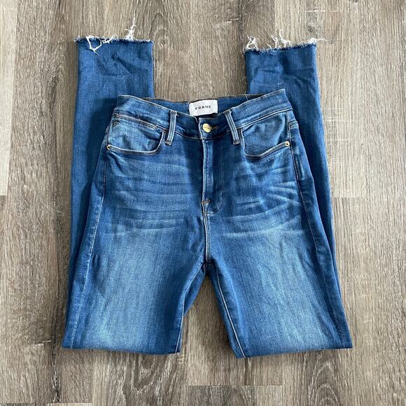 Frame Le High Skinny Jeans in Ambrose Blue - Size: 26 - Picture 3 of 7